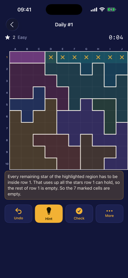 AstroKnot hint on a 10×10 board